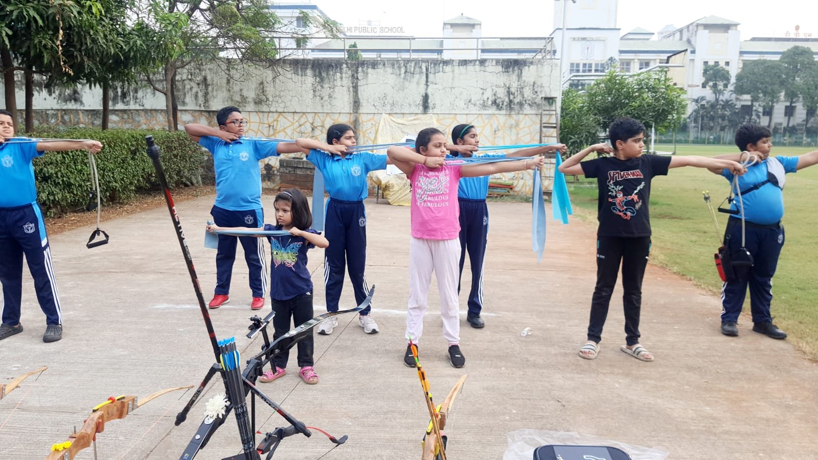 Archer holding a bow during practice